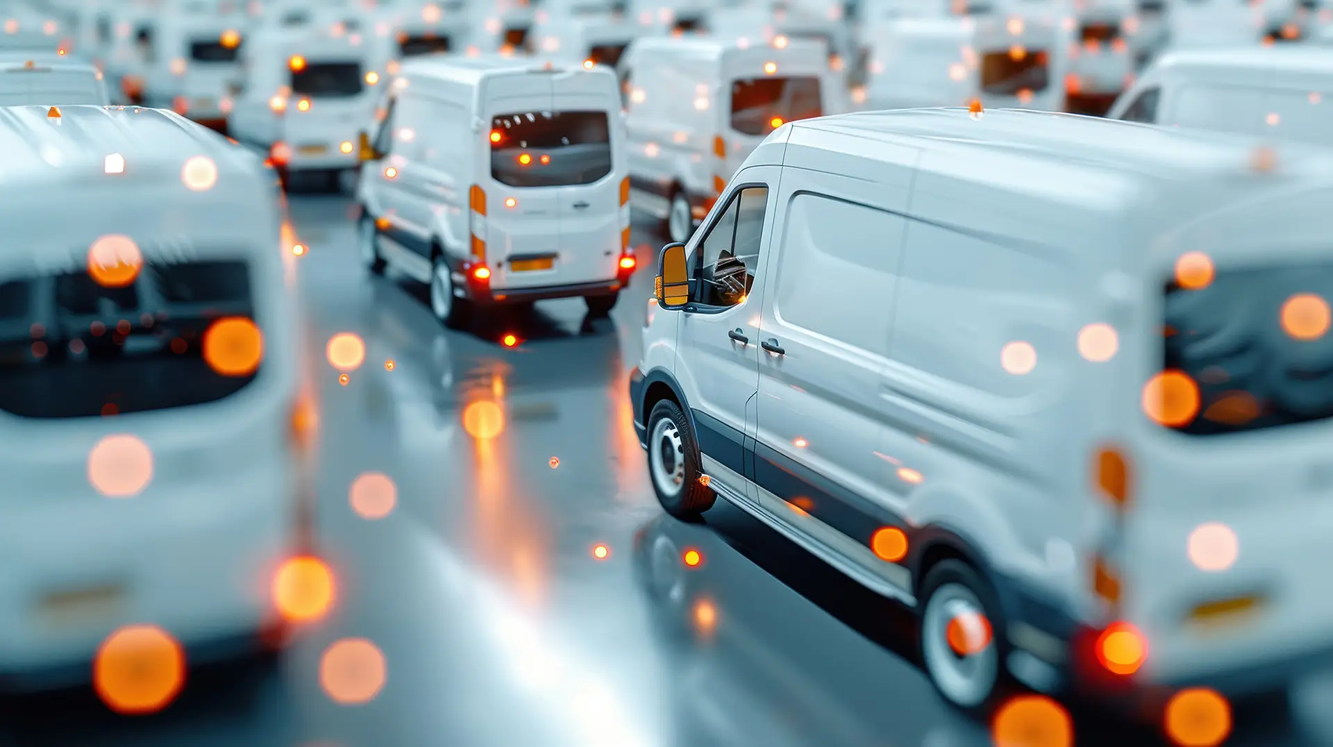 Efficient Fleet of Delivery Vans at Logistics Center - High Reso