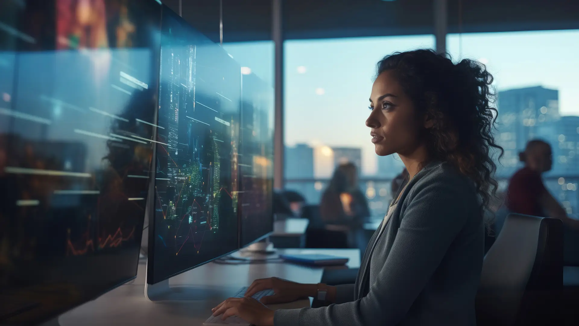 person-working-futuristic-office